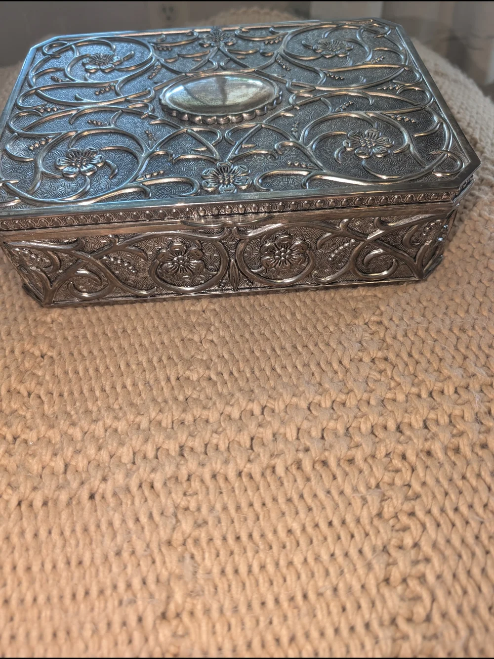 Godinger silver-plated jewelry box / Tone Trinket Box